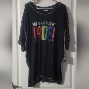 Torrid Black Relaxed Fit T-Shirt with Rainbow Trim Pride Tee